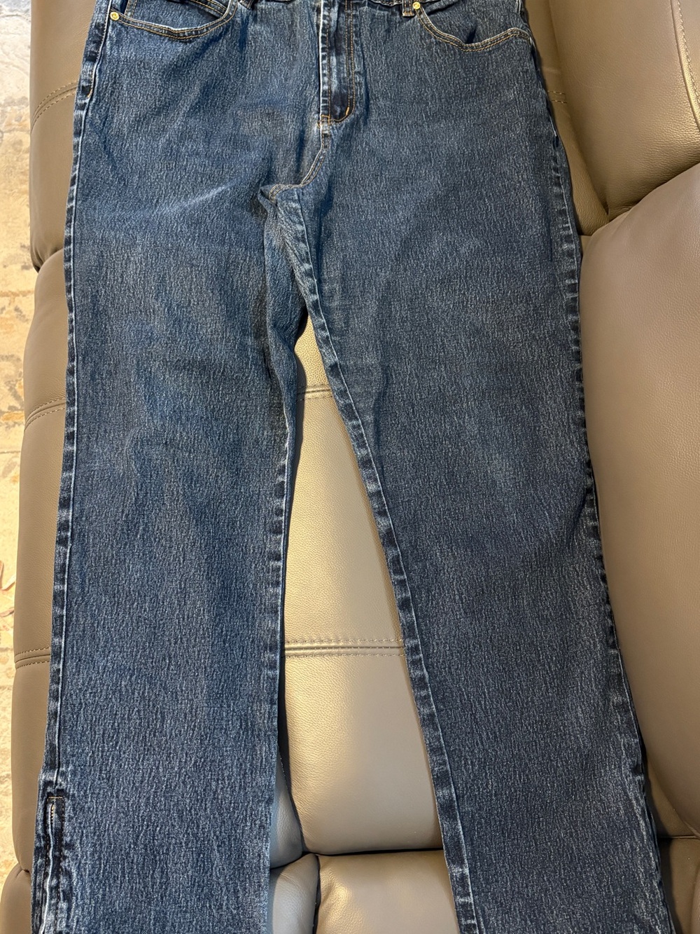 DG2 by Diane Gilman Women's Straight-Leg Blue Denim Jeans with Ankle Zippers